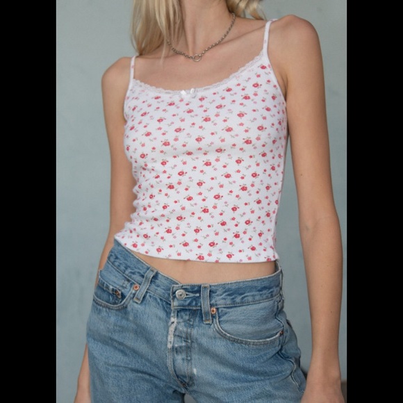 Brandy Melville | Tops | Brandy Melville Lace Floral Skylar Tank Top